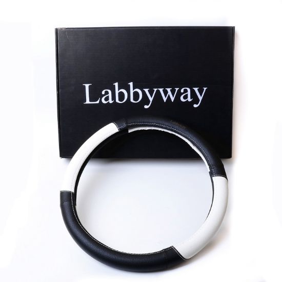 图片 Labbyway Steering Wheel Cover Microfiber Leather Auto Car Universal 15-inch,Anti-Slip,Odorless,Four Seasons Universal (White)